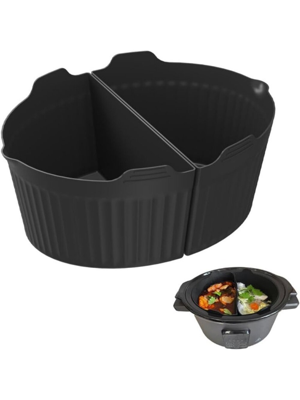 Reusable Silicone Slow Cooker Liners, 6-7 Quart Divider for Two Meals, BPA Free